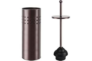 BLUE DONUTS Toilet Plunger with Holder for Bathroom, Multi Drain Suitable Also for Bathtubs, Quick Dry, Bronze
