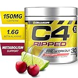 Cellucor C4 Ripped Preworkout Thermogenic Fat Burner Powder, Preworkout Energy, Weight Loss, 180 g (6.34 oz) , 30 Servings, Cherry Limeade