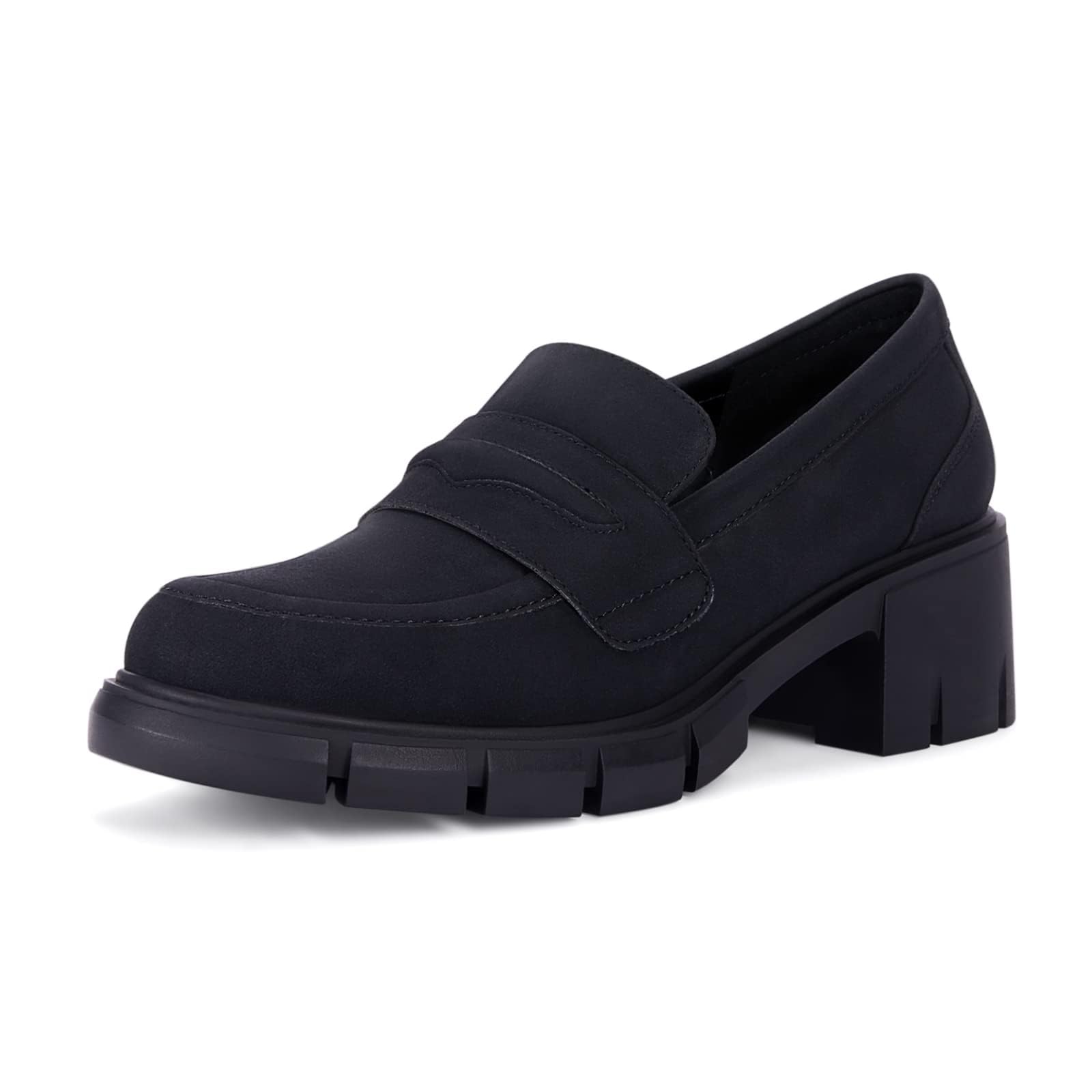 Women's Chunky Heel Penny Loafers – Slip On Round Toe Casual Shoes (US 6-11, Multiple Seasons)