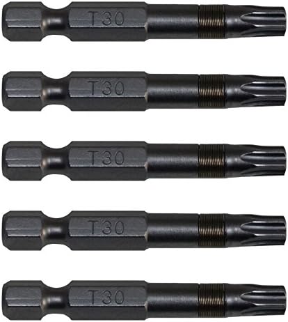 T30 (T-30) Torx/Star Driver Bit Color Coded T30 x 2" Torx/Star Drive Quick Change Shank Bit for Screws and Fasteners Requiring T30 (T-30) Size Bits - 5 PACK