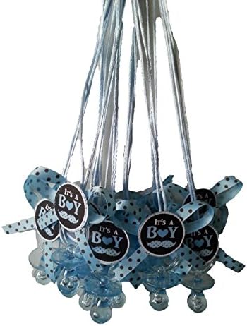 LITTLE MAN MUSTACHE BABY SHOWER. Pacifier Necklace Game. Party Pack (12)