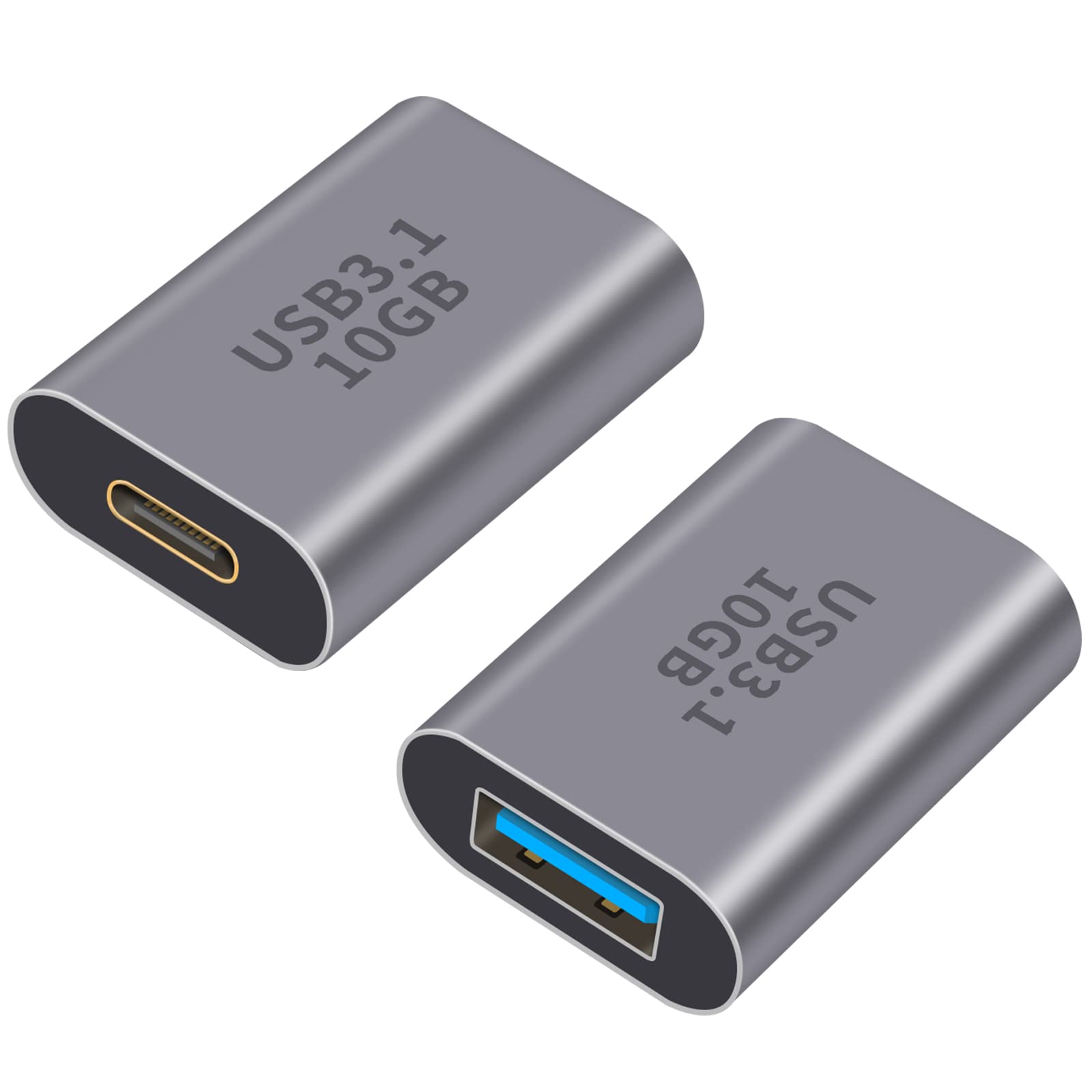 Poyiccot 10Gbps USB C Female to USB Female Adapter, 2-Pack Bi-Directional USB 3.1 Gen2 Type-C to Type-A Converter OTG Adapter Compatible with iPhone, MacBook Pro, Laptop