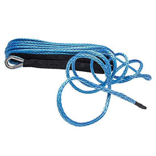 Bang4buck 1/4" x 50' Synthetic Winch Rope Line Cable Tow Strap 6000 LB Breaking Strength with Timble for Winches SUV ATV UTV Vehicle Boat Ramsey Cars Blue
