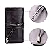 Makeup Brush Rolling Case Pouch Holder Cosmetic Bag Organizer Travel Portable 18 Pockets Cosmetics Brushes Leather Case BROWN Color