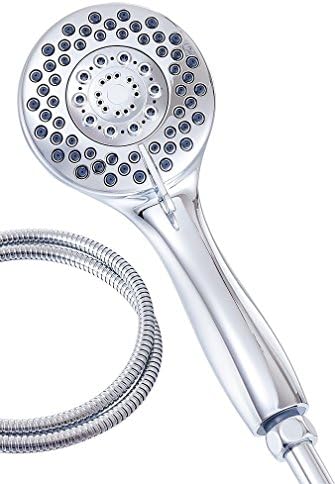 Natural Petting 5 Settings High Pressure Handheld Shower Head with 60 Inch Flexible Hose Chrome Plating