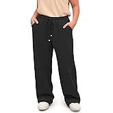 VISLILY Plus-Size-Sweatpants for Women High Waisted Baggy Wide Leg Pants Elastic Loose Drawstring Active Joggers with Pockets