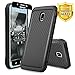 TJS Phone Case Compatible with Samsung Galaxy J7 2018/J7 Refine/J7 Star/J7 Eon/J7 TOP/J7 Aero/J7 Crown/J7 Aura,[Full Coverage Tempered Glass Screen Protector] Carbon Fiber TPU Inner Layer (Black)