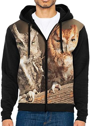 AWBDFKK Men's Sweaters Owl Zip Up Hoodie Sweatshirt
