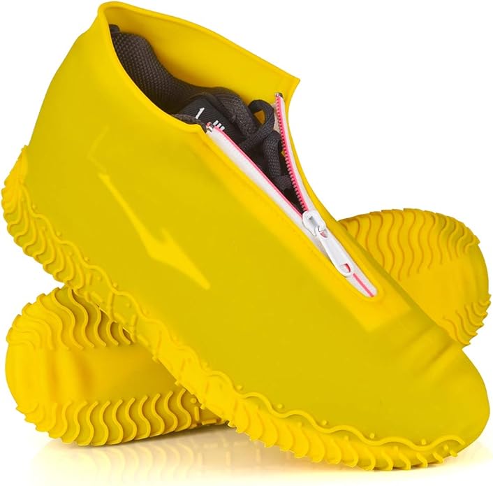 Couvre-chaussures Imperméables, Protecteurs de Chaussures en Silicone Résistants à l'Eau Antidérapants pour Enfants, Hommes, Femmes (Petit, Jaune