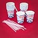 Slush Puppie 20-Piece Paper Cups and Straws Plastic, White/Blue, 25 x 8.5 x 9 cm
