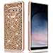 Samsung Galaxy Note 9 Glitter Shiny Bling Sequin Sparkle Diamond Hybrid Rubber Hard Crystal Heavy Duty Protective Phone Case Cover for Samsung Galaxy Note9 (Rose Gold)