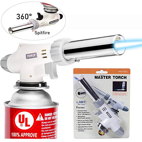Butane Torch Kitchen Blow Torch, UCOFFEE Culinary Cooking Torch Chef Torches Lighter Adjustable Flame With Safety Lock For Creme Brulee, Searing, Baking, BBQ (Butane Gas Not Included)