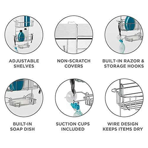 Zenna Home Hanging Shower Caddy, Over the Door, Rust Resistant, with 2
