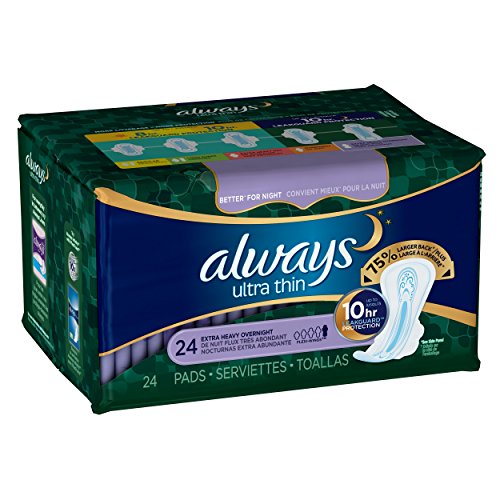 Always Ultra Thin Extra Heavy Overnight Pads, 24 Count