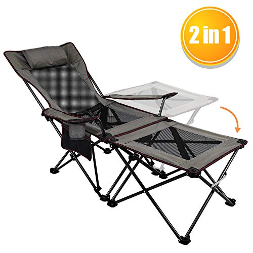 XGEAR 2 in 1 Folding Camping Chair Portable Lounge Chair With