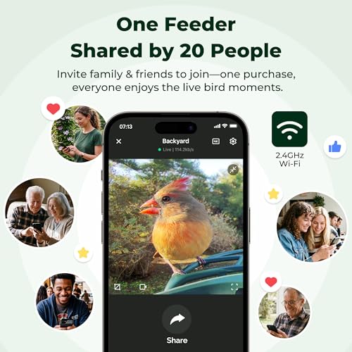 Kiwibit Smart Bird Feeder with Camera Solar Powered, 4K Video Live stream, Wireless Outdoors Bird Camera, AI Identification Bird Species, Real-Time Bird Alert, Birdwatching Gift for Bird Lovers, Green