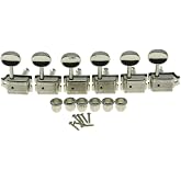 Wilkinson Deluxe 6 Inline Vintage Guitar Tuners with Split Post Guitar Tuning Keys Peg Machine Heads for Strat/Tele Guitars Nickel