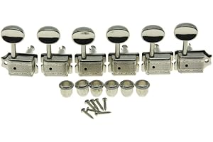 Wilkinson Deluxe 6 Inline Vintage Guitar Tuners with Split Post Guitar Tuning Keys Peg Machine Heads for Strat/Tele Guitars Nickel