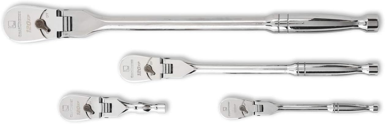 GearWrench 81230P 1/4", 3/8" and 1/2" Drive 120XP Flex Head Teardrop Ratchet Set, 4 Pc.