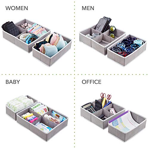 homyfort Dresser Drawer Organizer Clothes, Drawer Dividers, Foldable Closet Bra, Underwear, Sock, Organizer Storage Box Cubes for Women Baby, Set of 4 (Grey 10 Section) - Thumbnail 5