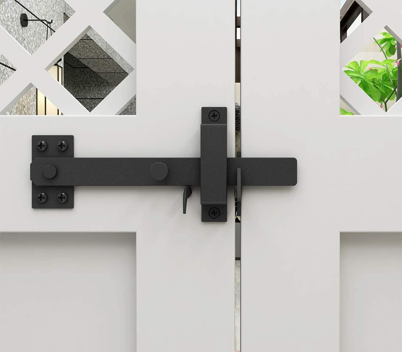 Photo 1 of JUBEST Heavy Duty Gate Latch, Two Sided Gate Latch, Gate Latches for Outdoor Fence, Wooden Gates, Pool Gate, Backyard, Garden, Black