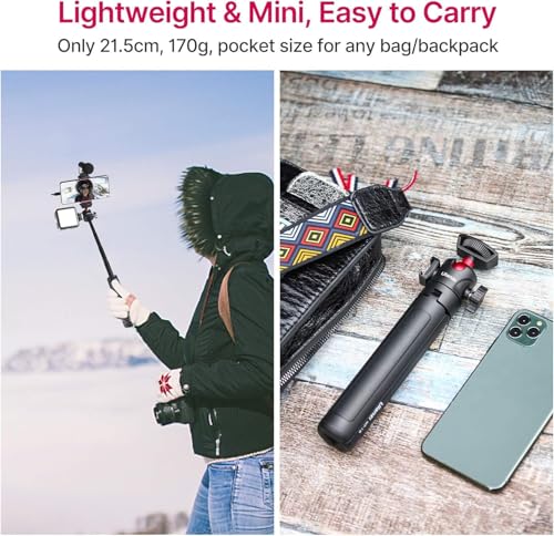 Ulanzi MT-16 Camera Tripod Stand Holder, Mini Tabletop Tripod Selfie Stick with Cold Shoe, Travel Tripod for iPhone 12 Canon G7X Mark III Sony ZV-1 RX100 VII A6600 Vlogging Filmmaking Live Streaming