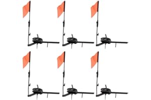6pcs Ice Fishing Tip-Up Rod with Hole Cover and Orange Flag for Winter Fishing