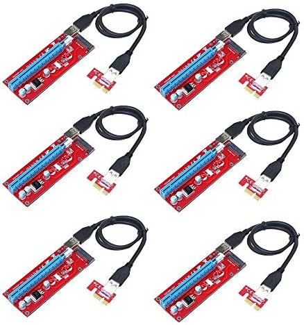 ANLIYANI 6PCS VER 007S Raiser Pci-e Extender Pci Express Riser Card 1X to 16X USB 3.0 Cable SATA Power Supply of Motherboard Miner