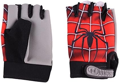 Gouptec Spider-Man Kids Bike Gloves Outdoor Cycling Gloves Sport Gloves for Children (Red)