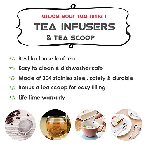 2Pcs Update Mesh Tea Ball + 1Pc Tea Scoop, Besego 100% Stainless Steel Tea Filter, Premium Leakproof Tea Infuser Strainers, Tea Interval Diffuser - Thumbnail 3