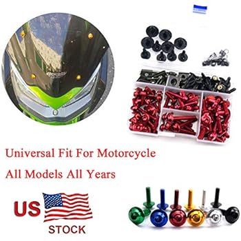 Motorcycle Kits Complete Bolt Fairings Bolt Kits screw Clips For Yamaha Honda Suzuki Bmw Kawasaki Ktm Ducati MT07 MT09 Z1000 CBR1000RR CBR600RR (Red, 1)