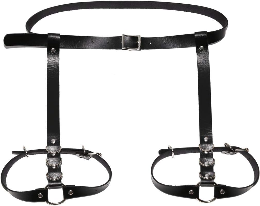 Adjustable Elastice 2 Rows Leather Leg Harness Garter Belt Punk Gothic Thigh Ring Garter