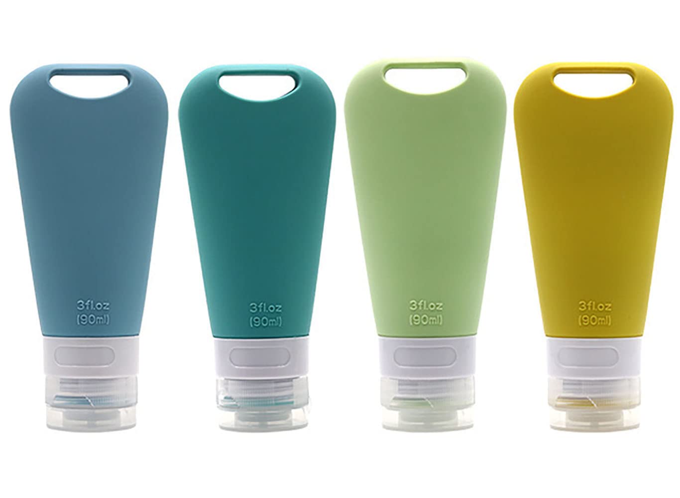 AIRFUL 4 Silicone Travel Bottles,4 Refillable Leak-proof Travel Containers,Container,Travel Containers for Sunscreen, Shampoo, Lotion, Gel,Shower,Cosmetics (90ml)