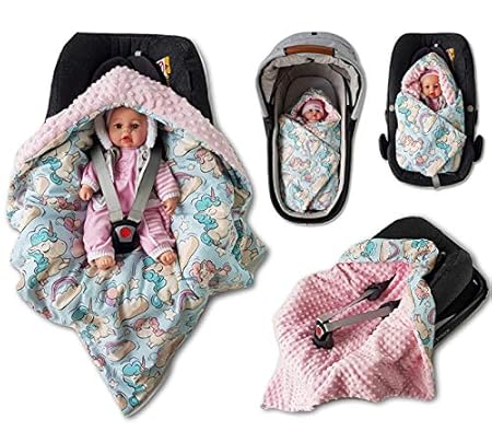 BABEES© WINTER Einschlagdecke mit Füllung für Babyschale Autositz, Universal z.B. Maxi-Cosi Römer Cybex, warm Minky Baby Deck