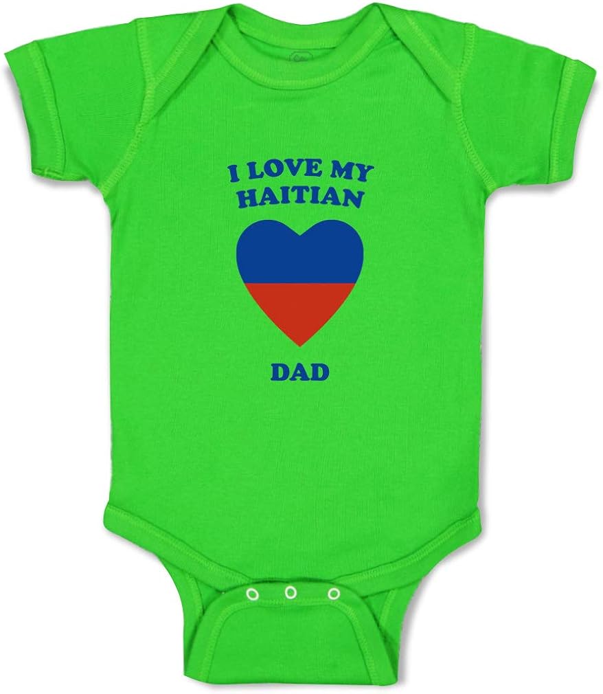 Amazon Com Custom Boy Girl Baby Bodysuit I Love My Haitian Dad Funny Cotton Baby Clothes Clothing