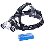 Binwo 5000 Lumen LED Headlamp, Ultra Bright CREE XM-L T6 Waterproof Headlight Headlamp Flashlight with Rechargeable Batteries and Wall Charger for Hiking Camping Riding Fishing Hunting