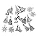 HOUSWEETY 40pcs Mixed Silver Tone Christmas Charms Pendants Snowflakes Trees Jingle Bells Stockings etc
