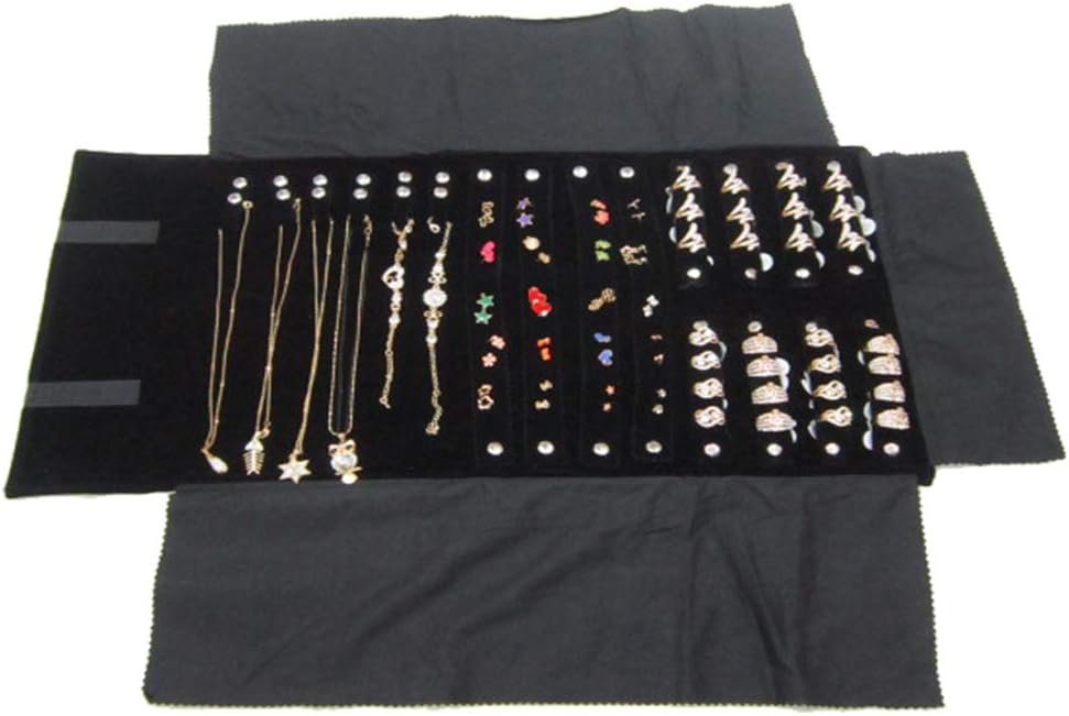 szlsl88 Foldable Jewelry Roll Travel Case,Velvet Travel Jewelry