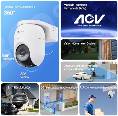 2K+(4MP) Camera Surveillance WiFi Exterieure sans Fil CB8 Lite Kit
