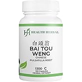 Health Herbal - HH1300C Bai TOU Weng/Chinese Pulsatilla Root, 100 Capsules/Bottle, 2 Bottles