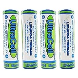 (4-Pack) Ultracell 3.2V LiFePo4 14500 AA 700mAh Rechargeable Battery for Solar Panel Light, Tooth Brush, Shaver