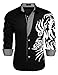 COOFANDY Mens Shirt Fashion & Casual Print Button Down with Turn Down Neck, Black 1, Small, Long Sleeve