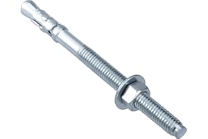 Party Animal 3/8 x 6'' Wedge Anchor, 3/8 Inch Diameter for Concrete, 50 PCs Heavy Duty Zinc Plated Concrete Wall Anchor