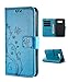 FLYEE Case Compatible with Samsung Galaxy S8 (5.8 inch,Released in 2017),Wallet Case for Women and Girls with Card Holder,Leather Flip case Kickstand for Galaxy S8-Embossed Flowers Blue