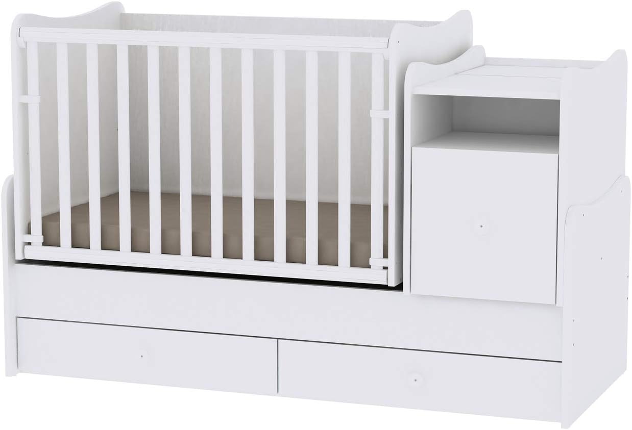 Lit Bebe Evolutif Combine Trend Plus Blanc Lorelli Le Lit Se Transforme En Lit D Adolescent Bureau Armoire Multi Fonction Amazon Fr Bebes Puericulture
