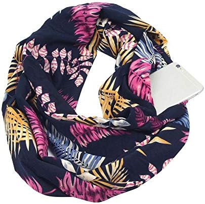Sales Clearance!Women Scarves with Zipper Pocket,BANAA Print Winter Scarf Convertible Infinity Scarf Pocket Loop Scarf