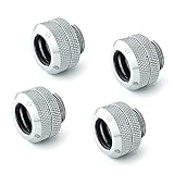 Bitspower G1/4" to Enhance Multi-Link Fitting for 12mm OD Rigid Tubing (for Use with Bitspower Rigid Tubing Only), Silver Shining, 4-Pack
