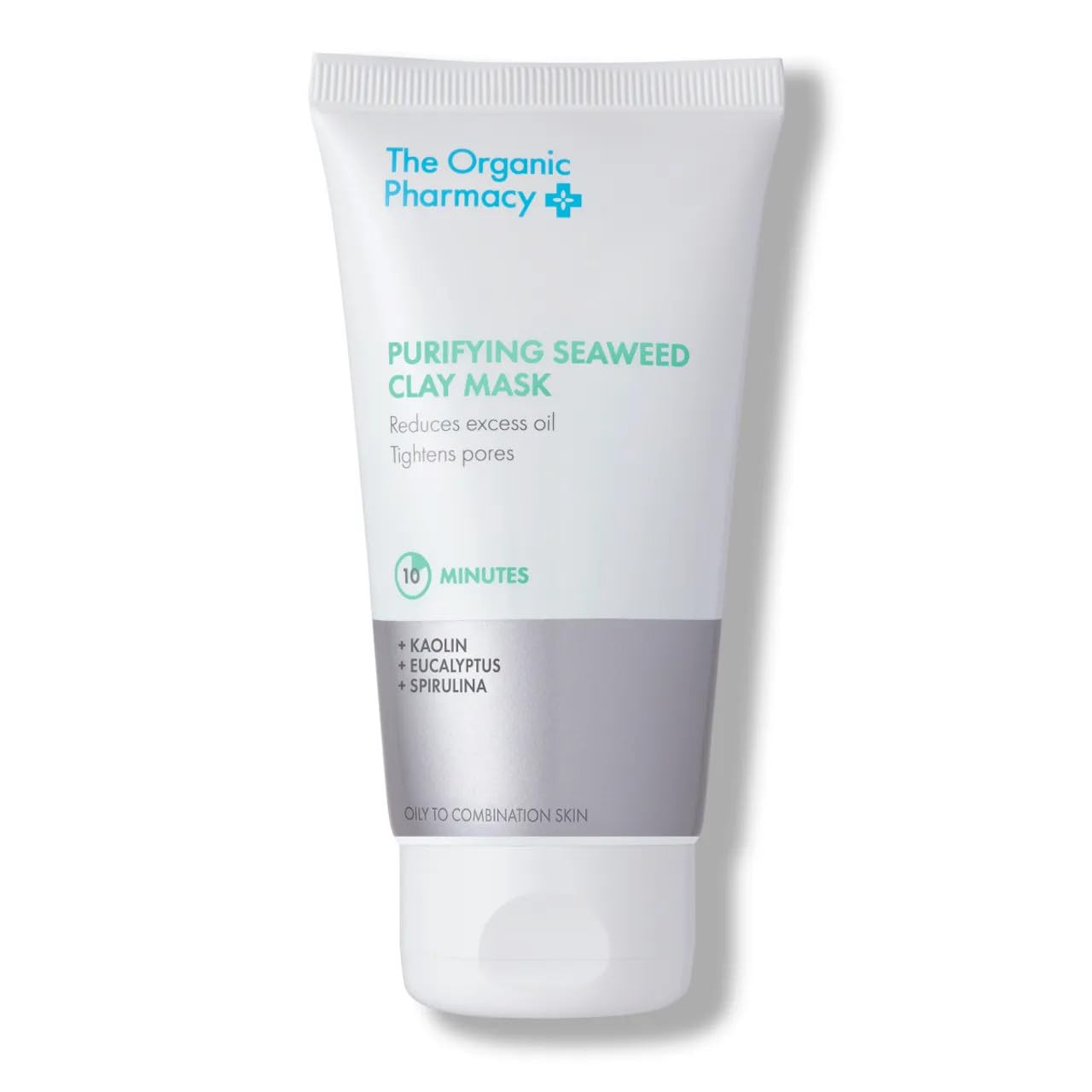 The Organic Pharmacy Purifying Seaweed Clay Mask, 60ml - Purify and Rebalance Oily Skin, With Kaolin, Eucalyptus, Spirulina, Organic 8.2%, Natural 93.2%