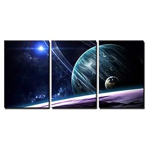 Planets in Outer Space - Canvas Art Wall Art - 16"x24"x3 Panels