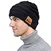 Wireless Beanie for Men, Smart Music Knit Winter Hat with Speaker Mic for Fitness Outdoor Sports, Black